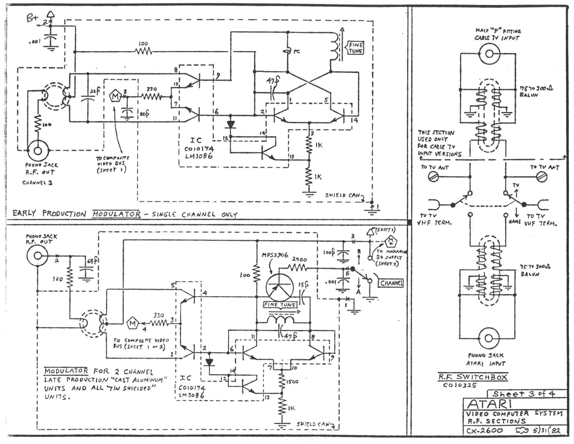 Atari 2600 RF Sections Schematic