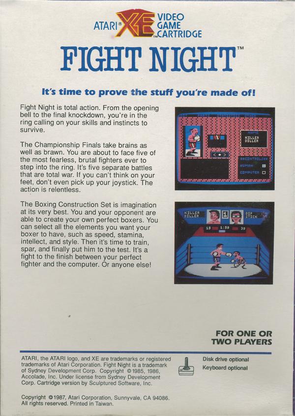 Fight Night - Box Back
