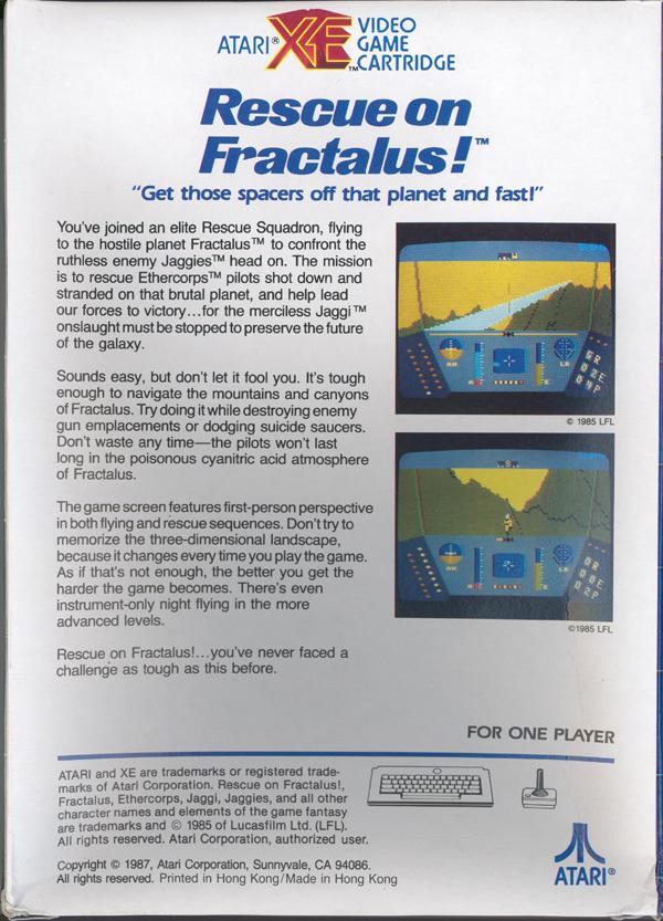 Rescue on Fractalus - Box Back