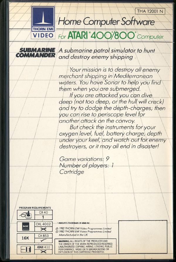 Submarine Commander - Box Back